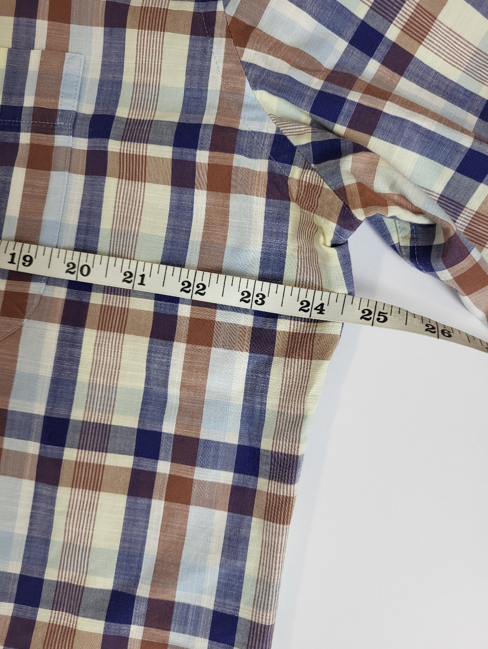 Peter‎ Millar Plaid Long Sleeve Button Down Shirt Blue Brown Cotton Large - Picture 5 of 7